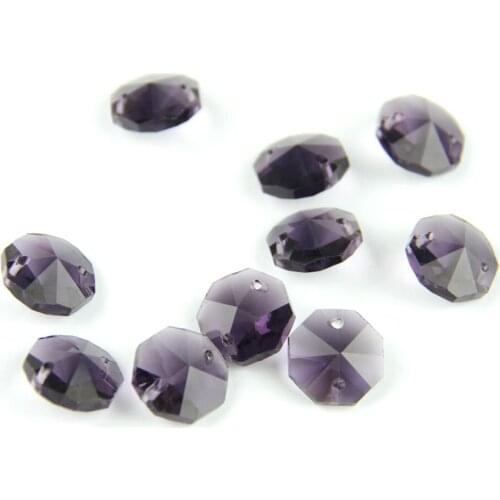 K9 Crystal Chandelier Natural Violet 14mm Octagon Beads In 1 Hole/2 Holes Cut&Faceted Glass Strand Garland Curtain Beads