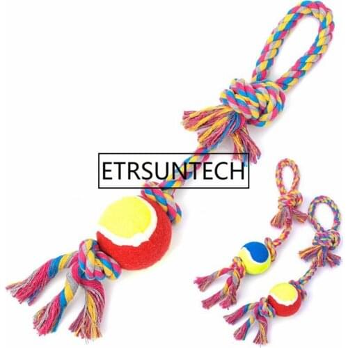 50pcs Tennis Rope Toys Bite-Resistant Cotton Rope Toys With Handle Dog Training Molar Chew Ball Toy