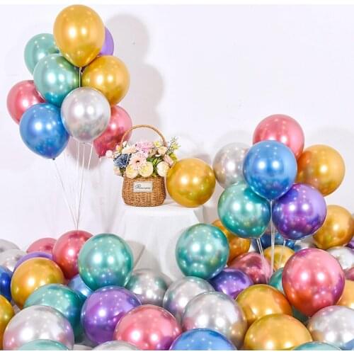 50pcs 12inch Latex Chrome Gold Silver Wedding Baby Shower Birthday Carnival Party Decor Metallic Balloons Supplies Helium Favors