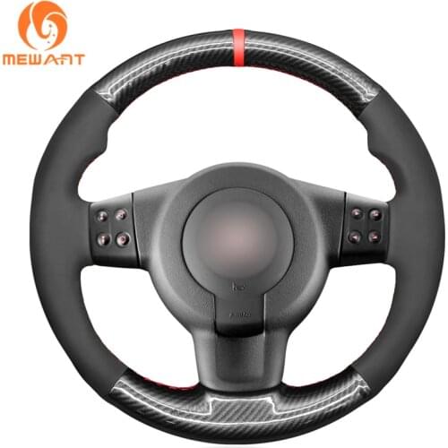 MEWANT Black Suede PU Carbon Fiber Car Steering Wheel Covers for Seat Leon FR|Cupra MK2 1P Ibiza FR 6L 2005 2006 2007 2008-2009