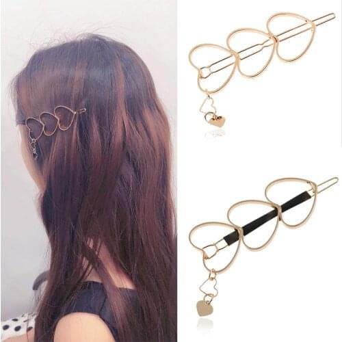 Shuangshuo Women Girls Fashion Heart Barrettes Hair Clip Delicate Heaart Hair Pin Hair Styling Accessories Decorations Jewelry