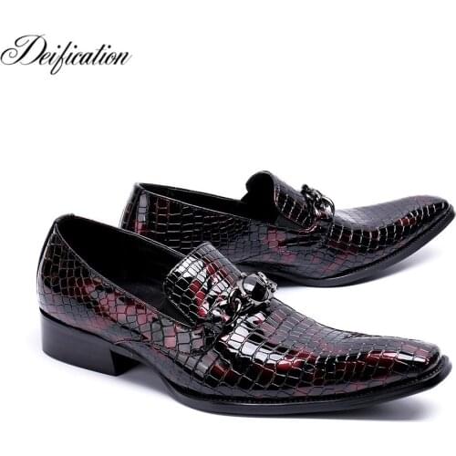 Deification Genuine Leather Party Wedding Mens Shoes Italian Casual Luxury Office Brogues Oxfords Formal Shoes for Man mocassim