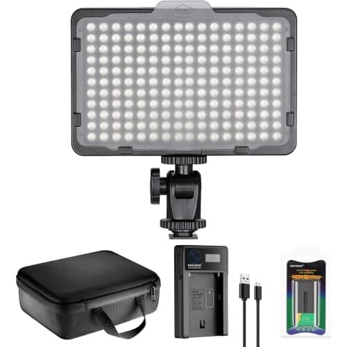 Neewer 176 LED Video Light Lighting Kit:Dimmable 176 LED Panel 2200mAh Li-ion Battery USB Battery Charger Carry bag for Product