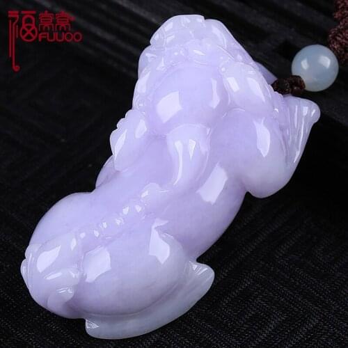 Genunine Burma violet jade pendant handcarved jade necklace women men pendants jade jewelry top brand jade jewelry