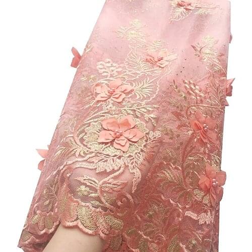 Peach Latest African Laces 2020 High Quality Royal Blue Lace Luxury Wedding Fabric Beads Applique High Quality Cord Lace Fabrics