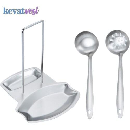 Stainless Steel Pan Pot Cover Lid Rack Stand Spoon Holder Stove Organizer Home Storage Soup Spoon Rests Kitchen Accessories