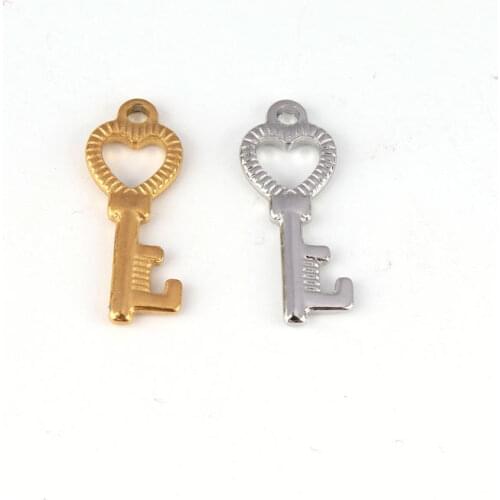 5pcs/Lot Stainless Steel Heart Key Charms Pendants for DIY Jewelry Making Accessaries Necklace Bracelet Supplies