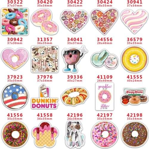 DIY Craft Supplies Sewing Accessories Cartoon Donuts Printed Planar Resins Mold 30 Pieces. PR-30322