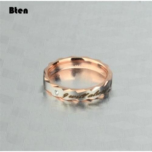 Bten Simple Unisex Women Men Crystal Couples Rings I Will Always Be With You Lovers' Ring For Him&She Promise Engagement Rings