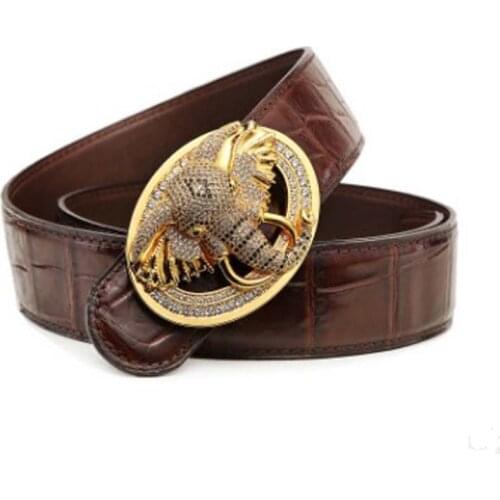 LINSHE new crocodile belt men belt real thing luxury men belt elephant Smooth buckle Genuine leather belts