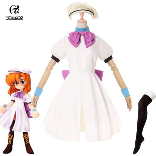 ROLECOS Anime Cosplay Rena Costumes Higurashi no Naku Koro ni Gou Cosplay Rena Dresses Cosplay Costume Suit Women With Hat