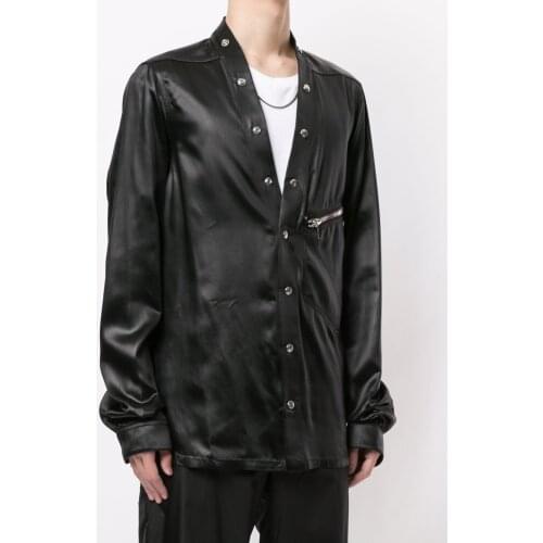 S-6XL 2021 New Men Womens clothing Hair Stylist Show Personality snap fastener stage Long Sleeve Shirt Plus size costumes