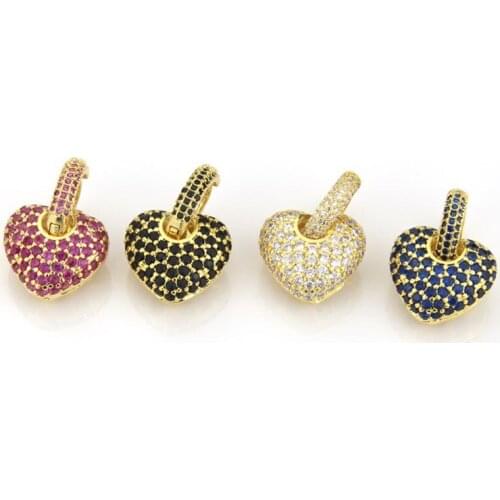 Funmode Fashion Cute Heart Shape Multicolor Color Pave Hoop Earrings for Women Wedding Jewelry Aretes de mujer Wholesale FE182