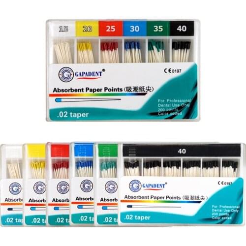 200pcs Dental Absorbent Paper Points 15-40# Cotton Fiber Tips Root Canal files Endodontics Dentist Product Materials