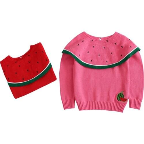 Kids Girls Long Sleeve Watermelon Printing Sweater Children Clothing New 2021 Autumn Winter Baby Kids Girls Pullover Sweaters