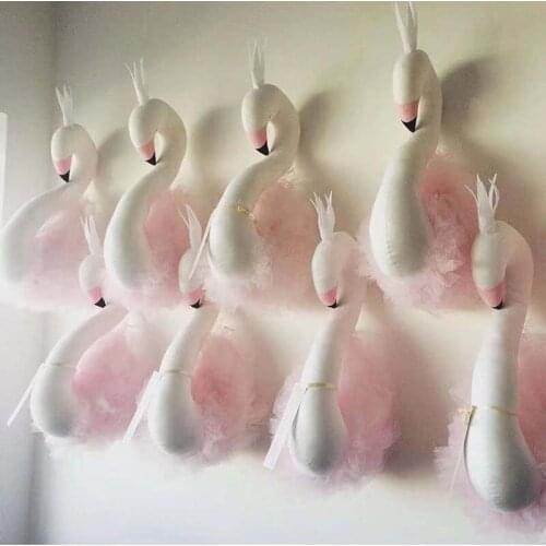 Kids Room Decoration 3D Animal Heads Swan Wall Hanging Decor For Children Room Nursery Room Decoration Soft Install Game House
