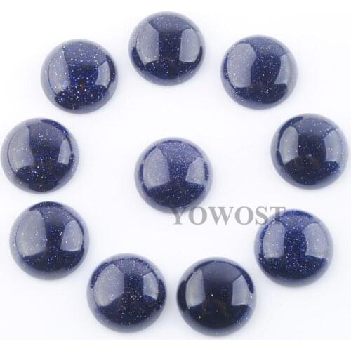 YOWOST 20PCS/Lot Natural Blue Sand Gem Stone Round Cabochon CAB No Drill Hole 16x6mm For Jewelry Finding QU3244