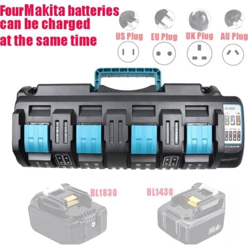 For Makita DC18SF BL1430 BL1830 14.4V 18V Li-ion Charger Rapid Optimum 4-Port 2A Charging Current Replacement Battery Charger