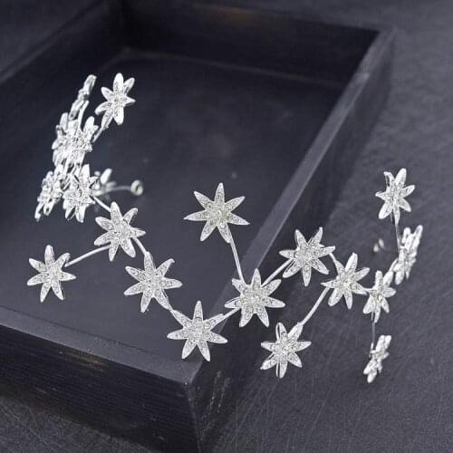 Crystal star hairband bendable crown women hair wear stylish wedding hair jewelry
