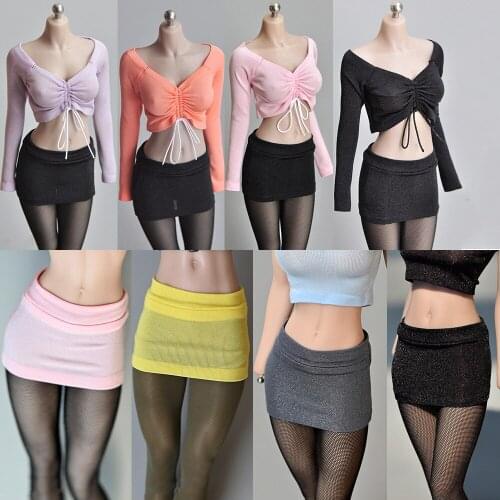 1/6 Figure Accessories Clothes Casual T-shirt Model Tbl Female Body PH Open Chest T-shirt Short Bottoming Shirt for 12" Body