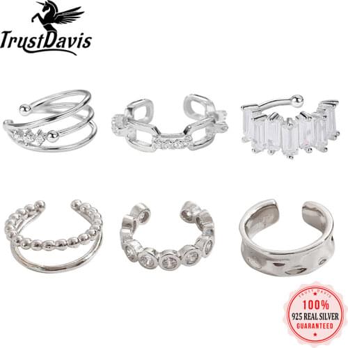 ElfoPlataSi 1 Pcs Real 925 Sterling Silver Fashion Geometric Gothic Clip Earrings For Women Wedding Birthday Fine Jewelry DD418