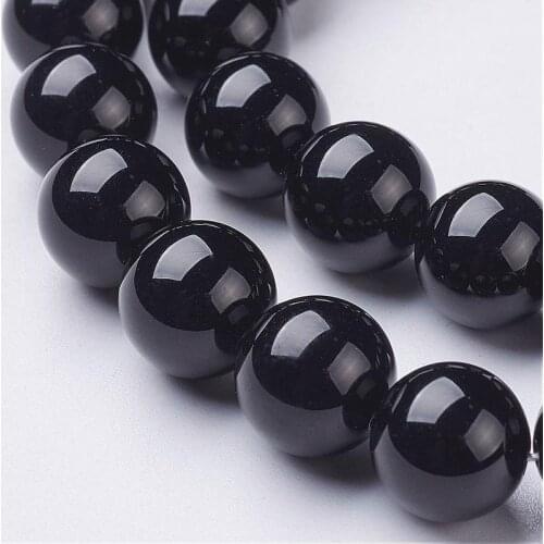 10 Strands Natural Black Round Beads Strands Grade A 10mm(+-0.5mm) Beads, Hole: 1mm; about 37~39pcs/strand 15"