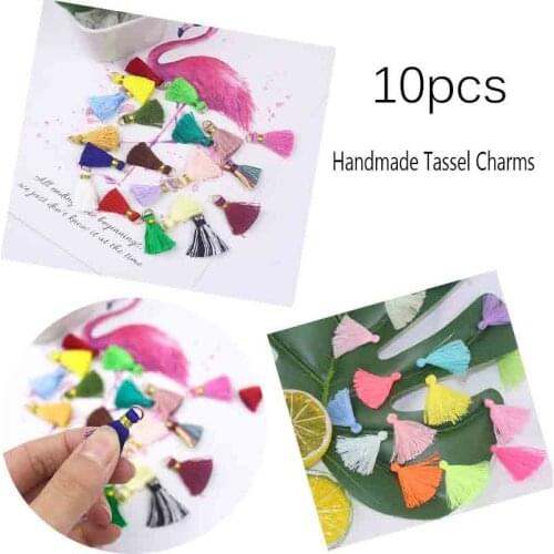 10Pcs Color Mini Tassel Fringe Pendant DIY Party Hanging Ring Cords Tassel Trim Garments Curtains Jewelry Decor Tassels Lace