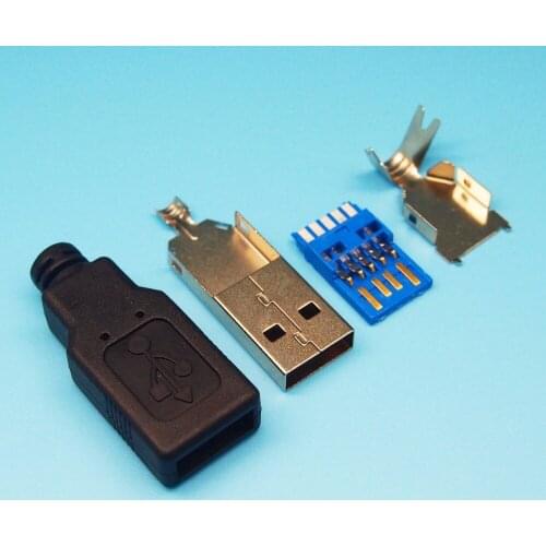 100set/lot 4 in 1 DIY USB 3.0 male A type jack/plug with plastic cover soldering type