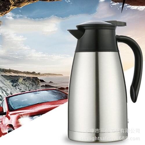 12V 1000ml Stainless Steel Car Automobile Electric Heating Kettle Portable Travel Trip Electric Kettle Travel Water Boiler Pot