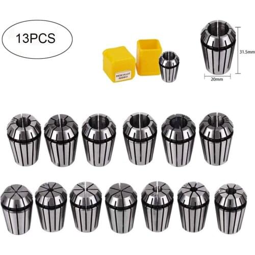13Pcs/Set Accuracy 0.008 1-7mm ER11 Milling Chuck Spring Collet Set For CNC Engraving Machine Spring Collet Chuck Milling Lathe