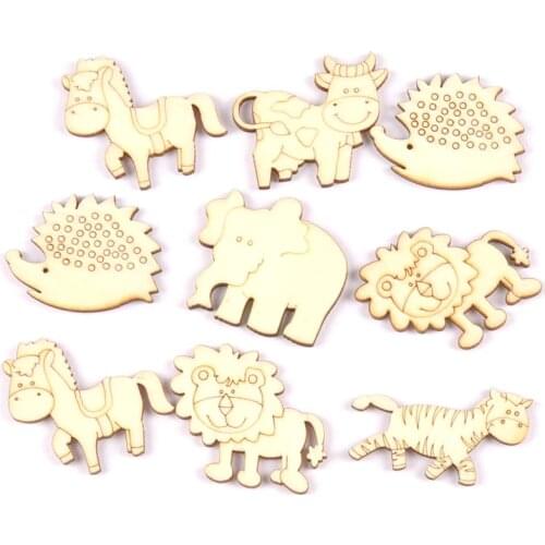 30pcs Natural mix animal pattern wooden Scrapbooking Carft for Home decoration diy Handmade decoration 40x45mm MT1772