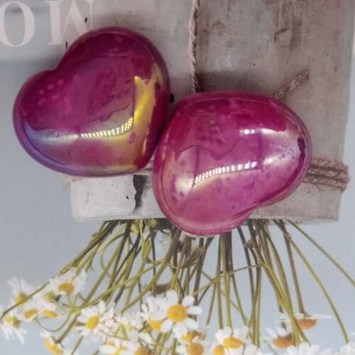 4pcs Natural Electroplated Rose Quartz Heart Shaped Angel Aura Stone Love Crystal Reiki Wedding Gift DIY