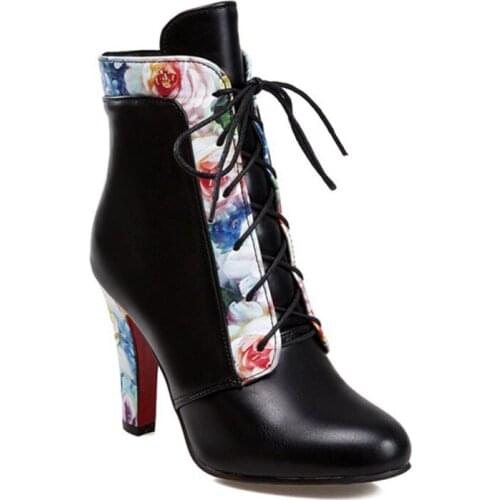 Aimaylen New Arrival Lace-p Zippers Ankle Boots for Women Red Black White Women Shoes Motorcycle Boots