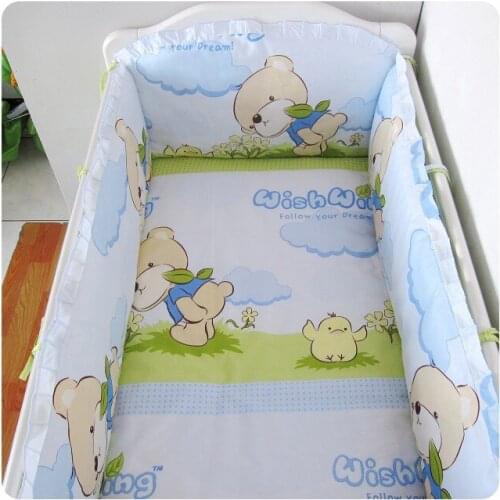 Promotion! 6PCS Bedding Sets, baby bedding,Good Cotton Bedding,Bed Linen for Newborns (bumpers+sheet+pillow cover)