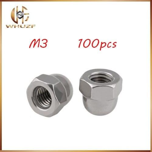 Free shipping 100PcsDIN1587 M3 M4 M5 M6 M8 M10 Stainless Steel Cap Nuts Decorative Cover Semicircle Acorn Nut with good quality