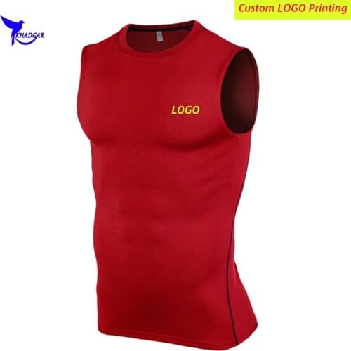Quick Dry Breathable Compression Sleeveless Running Shirts Custom LOGO Mens Fitness Gyms Tank Top Elastic Sportswear Vest Male