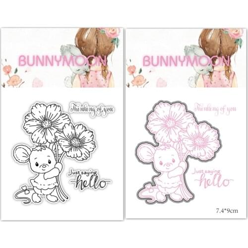 CH 2021 New Arrival Mouse and flower Metal Cutting Dies and stamp For Scrapbooking Practice Hands-on DIY Album Decor Card Craft