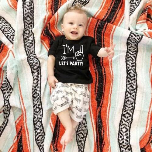 I Am One Lets Party Kids Black Tshirt Funny T-shirt Boy Girl Summer Tee Shirt Baby Birthday Number Print Tshirt