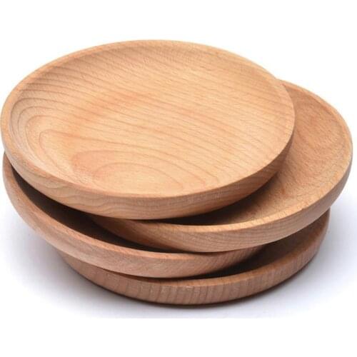 Eco-Friendly Snack Plate Round Wooden Cake Dish Home / Hotel Dessert Service Tray Wood Sushi Board Party Tableware тарелки