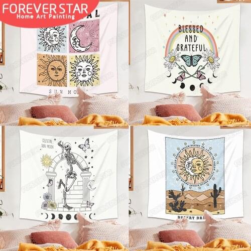 Ins Simple Sun Moon Butterfly Series Tapestry Bohemian Background Cloth Small Fresh Wall Cloth Tapestry Creative Abstract Art