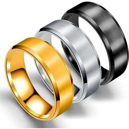 3 Colors Simple Stainless Steel Rings Men Jewelry Gothic Black Engagement Women Rings jewelry Wide 8mm