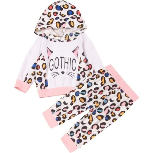 Baby Boy Girl Clothing Set Infant Leopard Print Pullover Set Fashion Toddler Outfits Winter Spring Newborn Long Sleeve Hoodies