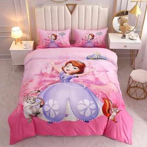 Disney Sofia The First Princess Cartoon Bedding Set Elsa Iron Man Snow White Character Printed Duvet Cover Flat Sheet Pillowcase