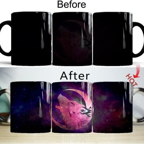 Magic Moon Wolf Color Changing Mugs 11oz Creative Ceramic Tea Coffee Cup Man Boy Friend Husband Birthday Gift Mugs