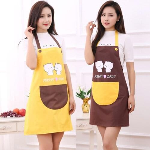 Kitchen apron cartoon cute cat waterproof and oil-proof cleaning tool