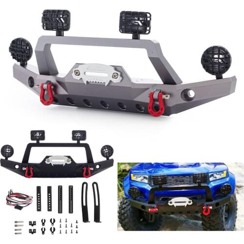 TRX-4 Metal Front Bumper With Led Light for RC Crawler Car Traxxas TRX4 Sports Edition and Land Rover