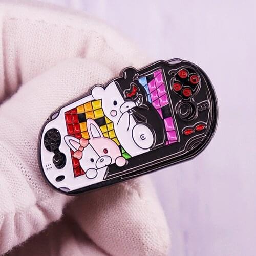 Cartoon Handheld Console Monokuma Rabbit Enamel Brooch Pins Badge Lapel Pin Brooches Jeans Jacket Fashion Jewelry Accessories
