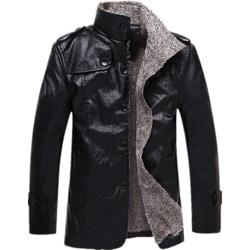 T1314-A1441 autumn winter 2020 new men Korean version fashion PU leather jacket fashion warm coat cheap wholesale