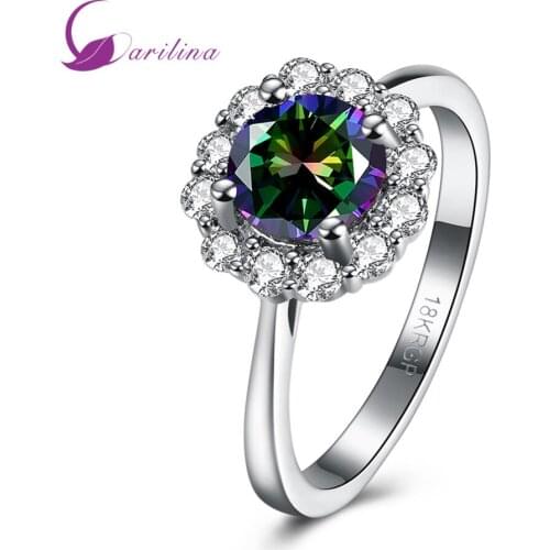 New 2020 Fashion Popular Ring Rainbow Ring Silver Color Overlay Ring For Women R2080