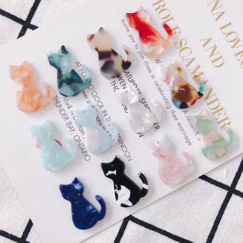 New style 50pcs/lot color pattern print cartoon animals cats shape acrylic beads diy jewelry earring/garment pendants accessory
